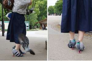 女子踩著「鴿子高跟鞋」在公園亂逛嚇壞大家，沒想到背後居然有著超暖心的「原因」！