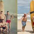 50年後的首次重逢，這四位老人在海邊同一地點拍下同一姿勢的照片，沒想到他們原來還有「這樣」淵源！！