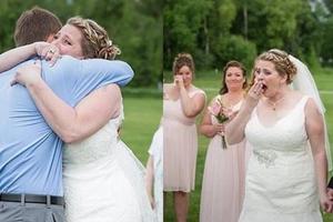 新娘在婚禮上看到「這位陌生男子」超級驚訝，但得知是「新郎找來的」之後就痛哭失聲！  