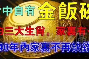 擁有「金飯碗」的3大生肖，家裡有一個，40年內家裡不再缺錢！