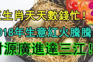 三生肖天天數錢忙！2018年生意紅火騰騰起，財源廣進達三江！