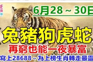 6月28～30日悶聲發大財，再窮也能一夜暴富