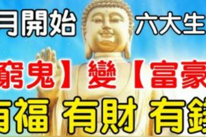 7月開始，這六大生肖開始有福，有財，有錢，再窮也能變富豪。