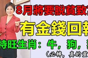 8月將要脫貧致富，努力有金錢回報的3大生肖