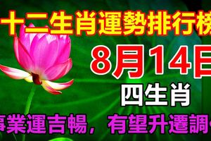 十二生肖運勢排行榜：8月14日四生肖事業運吉暢，有望升遷調任