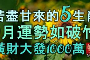 苦盡甘來的5生肖，9月運勢如破竹，橫財大發1000萬，狗年要發達！