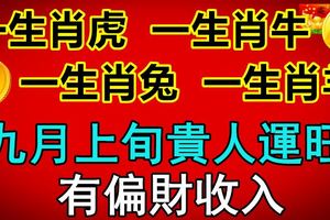 九月上旬貴人運旺，有偏財收入的4個生肖