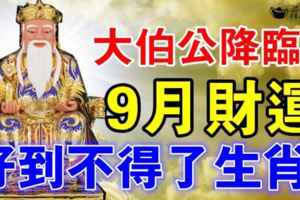 大伯公降臨，9月財運好到不得了的生肖！