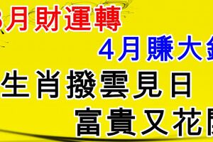 3月財運轉，4月賺大錢，4生肖撥雲見日，富貴花開喜訊多！