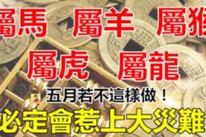 屬馬、羊、猴、虎、龍的人！五月若不這樣做！會惹上大災，趕緊告訴身邊的人