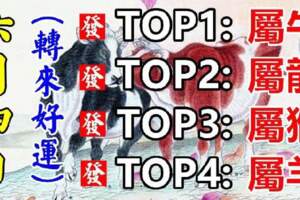 屬牛、龍、猴、羊的人，6月4日請為他們轉走