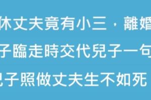 退休老公找小三！妻子交代兒子一句話後怒提離婚，兒子照做老公只能每天癱床上！