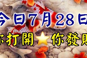 【今日7月28日】你打開，你發財！一發到年底！