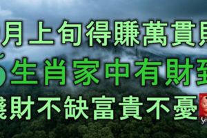 9月上旬得賺萬貫財，5大生肖家中有財到，錢財不缺，富貴不憂！