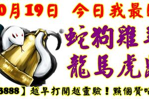 10月19日，今日我最旺！蛇狗雞羊龍馬虎鼠！【33888】越早打開越靈驗！點個讚吧！