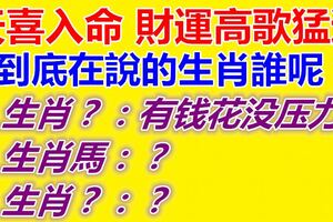 2019年天喜入命，財運高歌猛進的生肖說的都是誰呢？