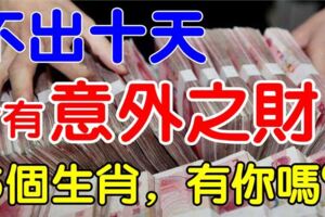 不出十天，會有「一筆意外之財」進口袋的5個生肖，你上榜了嗎？