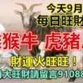 今天9月10日：每日旺財提示：羊雞猴牛，虎豬馬蛇。財運火旺旺！八大生肖大旺財請留言910888必轉！