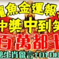 龍魚金運報喜，中獎中到笑，沒百萬都十萬！上榜生肖留言1010088！