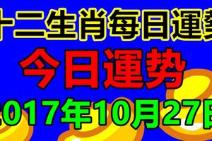 獨家十二生肖每日運勢2017年10月27日；旺運方法、卦象與宜忌