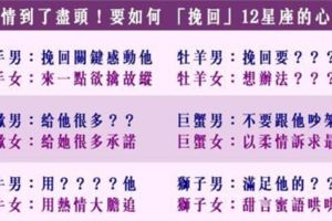 「因為愛你，所以不放棄你」！如何「快速挽回」12星座搖擺不定的心！