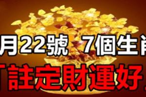 7月22號，「註定財運好」的7個生肖！