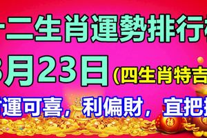 十二生肖運勢排行榜：8月23日四生肖財運可喜，利偏財，宜把握