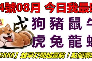 14號08月，今日我最旺！狗豬鼠牛虎兔龍蛇！【22888】越早打開越靈驗！點個讚吧！