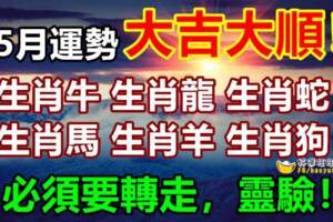 【旺】生肖牛、龍、蛇、馬、羊、狗，5月運勢大吉大順！