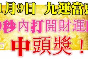 今天11月9日，長久發日，祝你「九運當頭」，中頭獎！（請迷信一回吧）