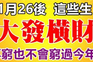 11月26過後，這些生肖註定發一筆橫財，不會窮過今年！