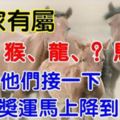 誰家有屬【兔猴龍馬？】的人嘛，最近會有頭獎運，請為他接一下！