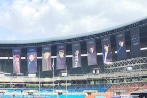 「EXO」「分享」EXO五月安可演唱會內景曝光蠶室綜合運動場EXO旗幟飄揚