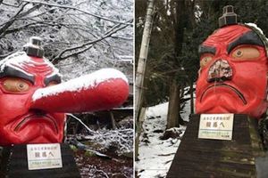 京都天狗慘被大雪弄斷鼻子，日本人用「超懶現代人治療法」讓路過民眾都笑噴！