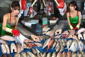 「超萌台語＋彎腰殺魚」太犯規！彰化正妹魚販引網友暴動「媽，我以後都幫你去買魚」！