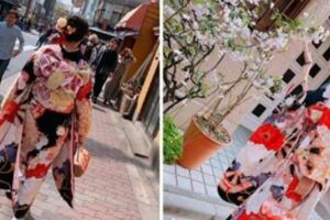 台灣美魔女！67歲阿嬤「穿日本和服賞櫻」連孫子都認不出　神級凍齡「皮膚根本20歲少女」❤