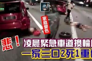 悲！凌晨緊急車道換輪胎，一家三口2死1重傷!!!令人觸目驚心~~