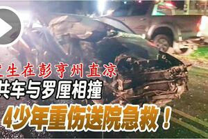 共車與羅釐相撞，直涼4少年重傷送院急救！