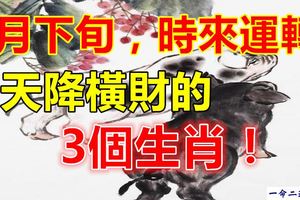 6月下旬，時來運轉，天降橫財的3個生肖！