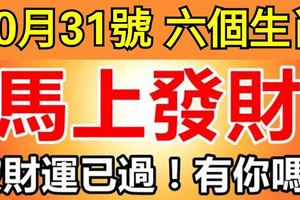 10月31號後，這六個生肖破財運已過，馬上發財！