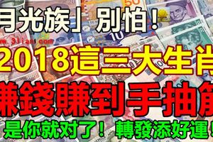 「月光族」別怕，2018這三大生肖賺錢賺到手抽筋，看看是你嗎？