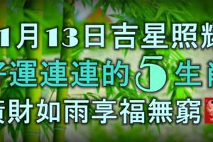 11月13日吉星照耀，好運連連的5生肖，橫財如雨，享福無窮！