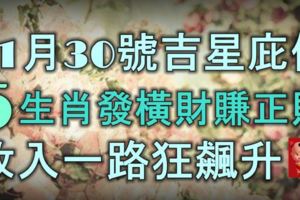 11月30號起吉星庇佑，5大生肖發橫財賺正財，收入一路狂飆升！