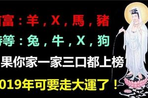 2019年，如果你家一家三口都上榜，連走大運30年，真的靈！