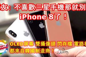 網友：不喜歡三星手機那就別買iPhone8了！因為愛瘋8的OLED屏幕，雙攝像頭，閃存檔，電路板等都來自韓國製造商！