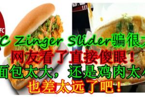 KFCZingerSlider騙很大！網友看了直接傻眼！是麵包太大，還是雞肉太小？也差太遠了吧！