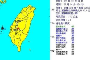 阿裡山地震規模4.1雲林古坑震度4級