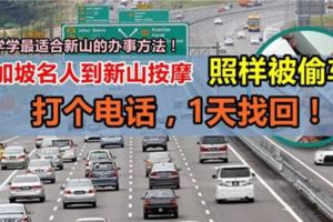 新加坡名人到新山按摩，新車瞬間被偷！沒想到，竟被他用這種辦法找回來！果然好人有好報啊！