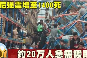 印尼強震增至1400死約20萬人急需援助