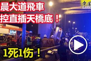 凌晨大道飛車，失控直插天橋底！釀1死1傷車禍！